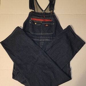 Dickies Men’s Dark Blue Bib Overalls MR Red Zip